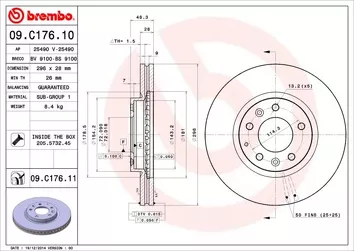 Brembo Prime Line 09.C176.11 <span>тормозной диск вентилируемый</span>