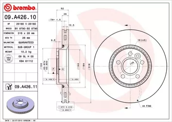 Brembo Prime Line 09.A426.11 <span>тормозной диск вентилируемый</span>