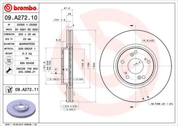 Brembo Prime Line 09.A272.11 <span>тормозной диск вентилируемый</span>