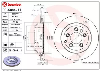 Brembo Prime Line 09.C884.11 <span>тормозной диск вентилируемый</span>