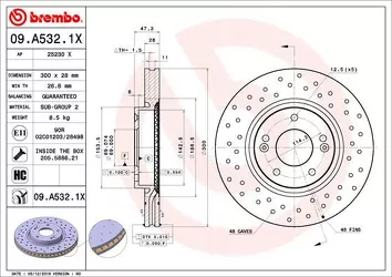 Brembo Xtra Line 09.A532.1X <span>тормозной диск вентилируемый</span>