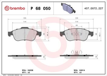 Brembo P 68 050 <span>тормозные колодки передние</span>