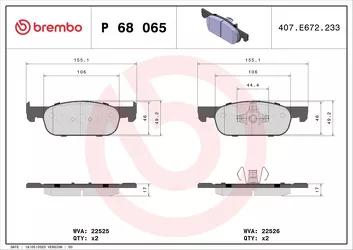 Brembo P 68 065 <span>тормозные колодки передние</span>