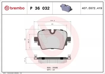 Brembo P 36 032 <span>тормозные колодки задние</span>