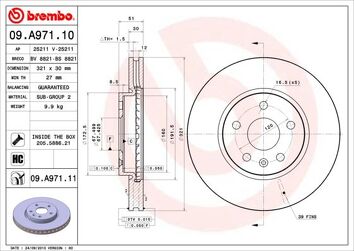Brembo Prime Line 09.A971.11 <span>тормозной диск вентилируемый</span>