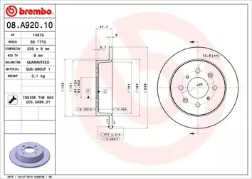 Brembo Prime Line 08.A920.10 <span>тормозной диск полный</span>