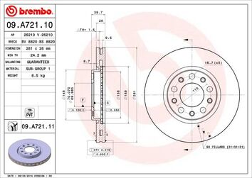 Brembo Prime Line 09.A721.11 <span>тормозной диск вентилируемый</span>