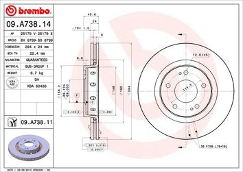 Brembo Prime Line 09.A738.14 <span>тормозной диск вентилируемый</span>