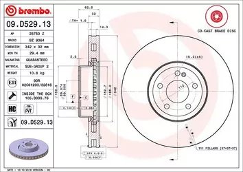 Brembo Prime Line 09.D529.13 <span>тормозной диск вентилируемый</span>