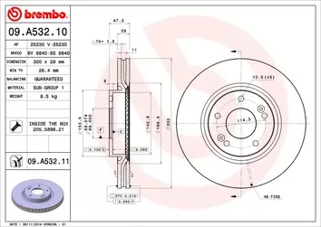 Brembo Prime Line 09.A532.11 <span>тормозной диск вентилируемый</span>