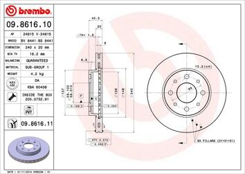 Brembo Prime Line 09.8616.11 <span>тормозной диск вентилируемый</span>