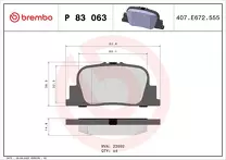 Задние тормозные колодки Brembo P 83 063 для Toyota Prius XW20 / хэтчбек