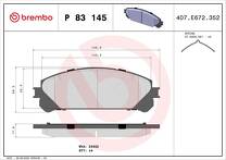 Передние тормозные колодки Brembo P 83 145 для Toyota Highlander 2 пок. / U40 / рестайлинг