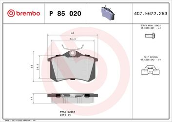Brembo Xtra Line P 85 020X <span>тормозные колодки задние</span>