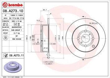 Brembo Prime Line 08.A273.10 <span>тормозной диск полный</span>