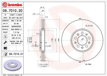 Brembo Prime Line 09.7010.21 <span>тормозной диск вентилируемый</span>