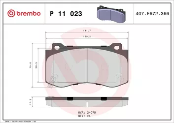 Brembo P 11 023 <span>тормозные колодки передние</span>