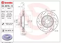 Тормозной диск Brembo Xtra Line 09.9078.1X для Nissan Micra 3 пок. / K12