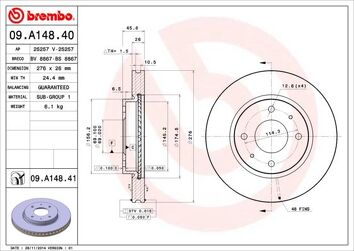 Brembo Prime Line 09.A148.40 <span>тормозной диск вентилируемый</span>