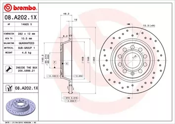 Brembo Xtra Line 08.A202.1X <span>тормозной диск полный</span>
