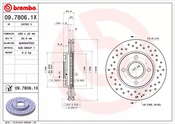 Brembo Xtra Line 09.7806.1X <span>тормозной диск вентилируемый</span>