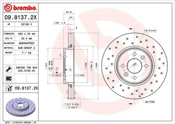 Brembo Xtra Line 09.8137.2X <span>тормозной диск вентилируемый</span>