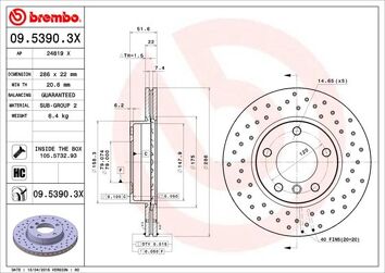 Brembo Xtra Line 09.5390.3X <span>тормозной диск вентилируемый</span>
