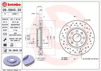 Brembo Xtra Line 09.5843.3X <span>тормозной диск вентилируемый</span>