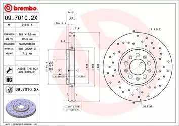 Brembo Xtra Line 09.7010.2X <span>тормозной диск вентилируемый</span>