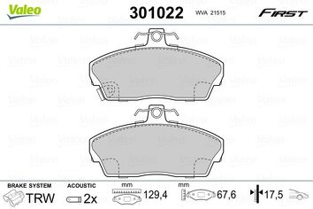 Valeo First 301022 <span>тормозные колодки передние</span>