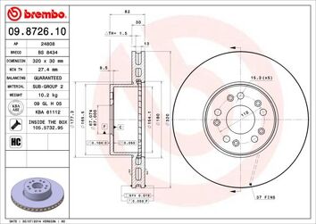 Brembo Prime Line 09.8726.10 <span>тормозной диск вентилируемый</span>