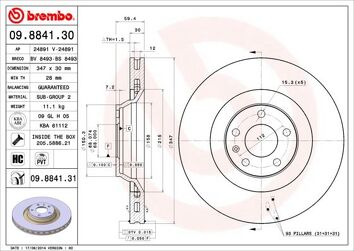 Brembo Prime Line 09.8841.31 <span>тормозной диск вентилируемый</span>