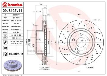Brembo Prime Line 09.8127.11 <span>тормозной диск вентилируемый</span>