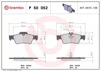 Brembo P 50 052 <span>тормозные колодки задние</span>