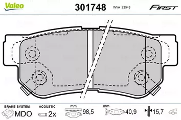 Valeo First 301748 <span>тормозные колодки задние/передние</span>