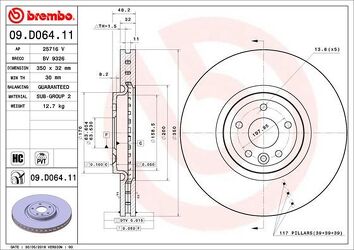 Brembo Prime Line 09.D064.11 <span>тормозной диск вентилируемый</span>
