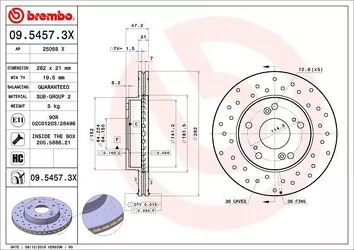 Brembo Xtra Line 09.5457.3X <span>тормозной диск вентилируемый</span>
