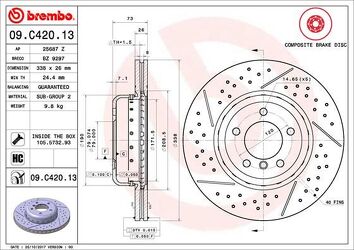 Brembo Prime Line 09.C420.13 <span>тормозной диск вентилируемый</span>