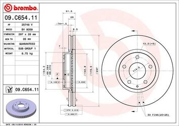 Brembo Prime Line 09.C654.11 <span>тормозной диск вентилируемый</span>