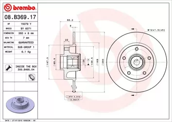 Brembo Prime Line 08.B369.17 <span>тормозной диск полный</span>