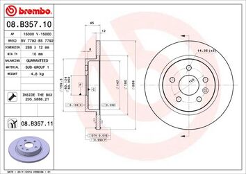 Brembo Prime Line 08.B357.11 <span>тормозной диск полный</span>
