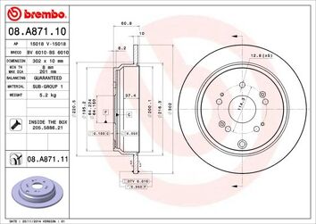 Brembo Prime Line 08.A871.11 <span>тормозной диск полный</span>