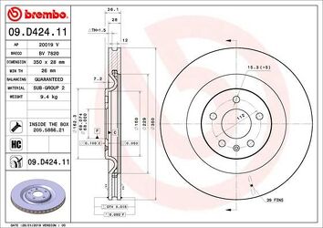 Brembo Prime Line 09.D424.11 <span>тормозной диск вентилируемый</span>