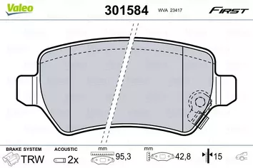 Valeo First 301584 <span>тормозные колодки задние</span>
