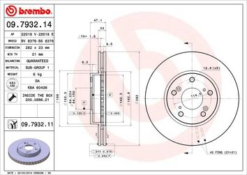 Brembo 09.7932.11 <span>тормозной диск вентилируемый</span>