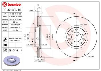 Brembo Prime Line 09.C133.11 <span>тормозной диск вентилируемый</span>