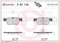 Передние тормозные колодки Brembo  P 61 116
