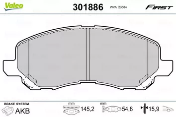 Valeo First 301886 <span>тормозные колодки передние</span>