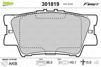 Valeo First 301819 <span>тормозные колодки задние</span>