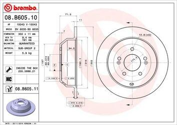 Brembo Prime Line 08.B605.11 <span>тормозной диск полный</span>